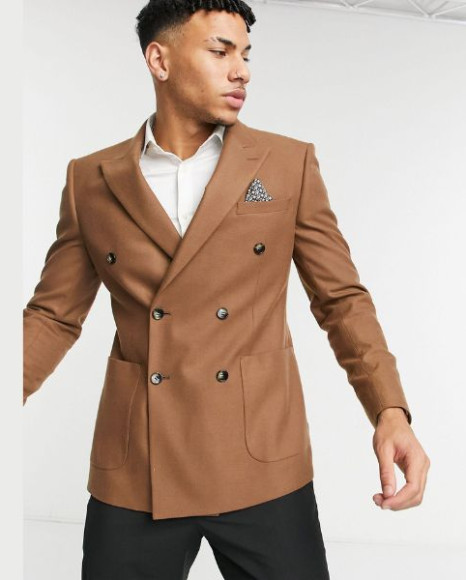 Brown Double Breasted Suit