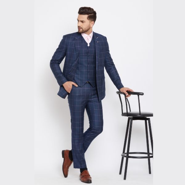 Checkered Navy Suit