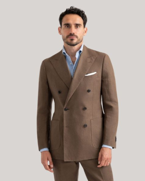 Double Breasted Linen Suit