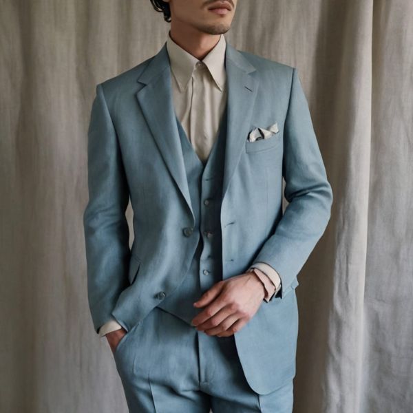 Dusty Blue Linen Suit