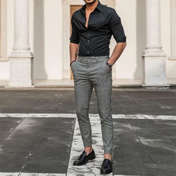 The Perfect Grey Dress Pants Black Dress Shirt Look