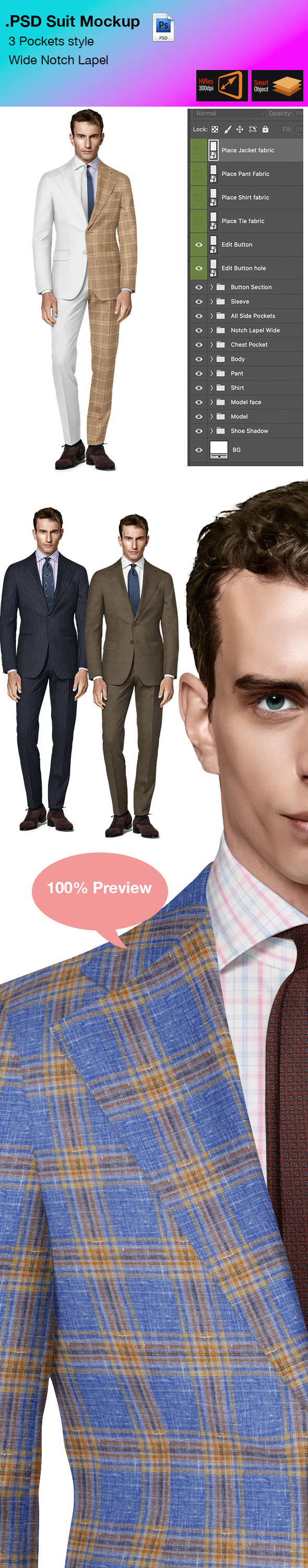 Realistic Photo Suit Mockup PSD