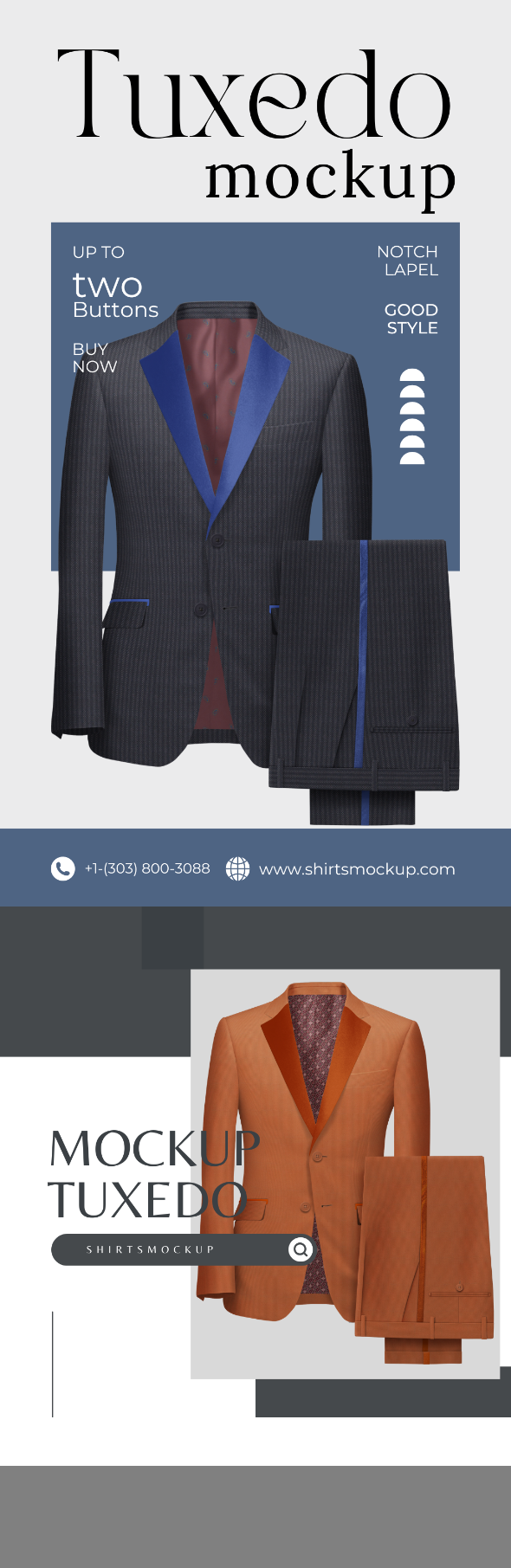 High-Resolution Tuxedo Mockup with Notch Lapel