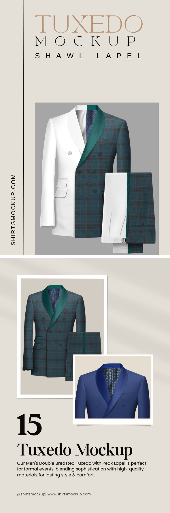 Bespoke Tuxedo PSD Mockup with Shawl Lapel