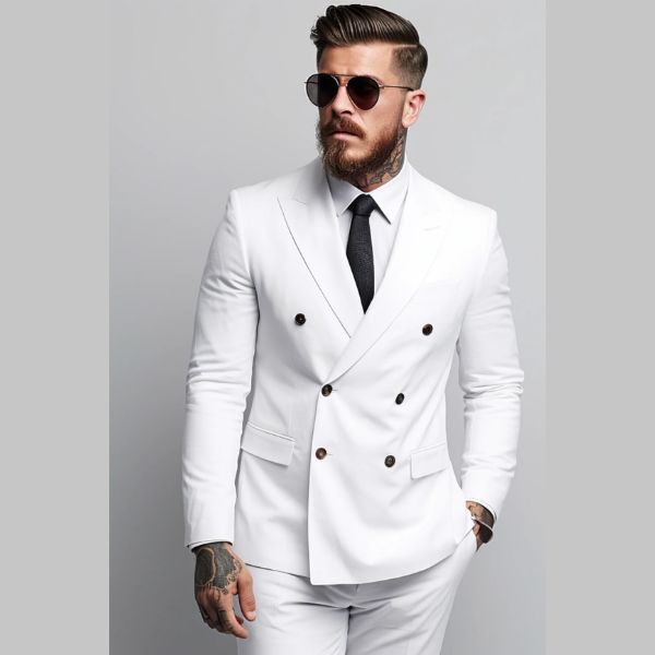 How To Style A White Double Breasted Suit For Men