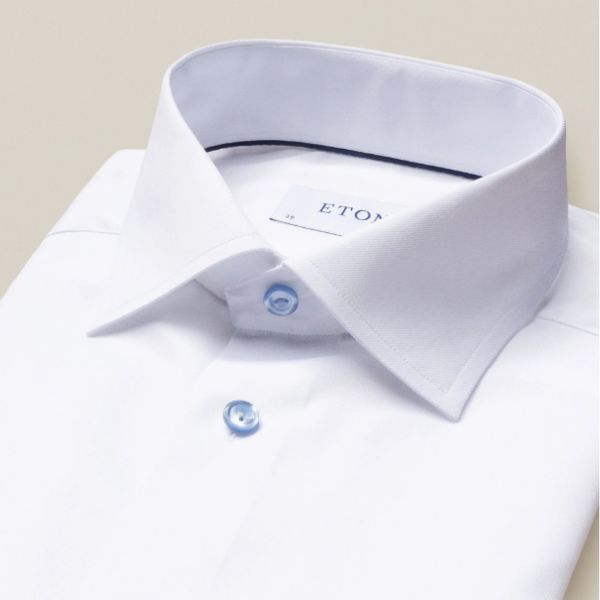 White Dress Shirt with Blue Button