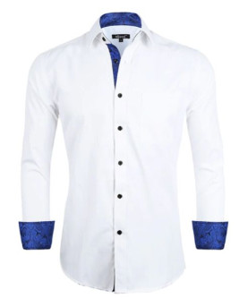 White Dress Shirt with Blue Buttons
