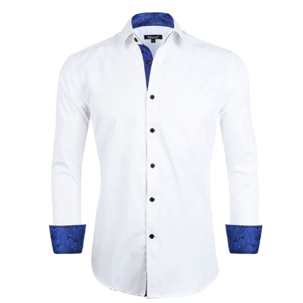 How to Rock the Classic White Dress Shirt with Blue Buttons